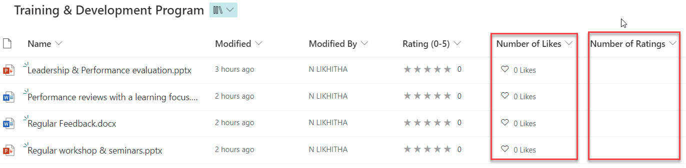 sharepoint list add rating column